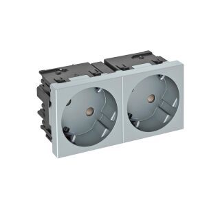 Steckdose 33°, 2-fach Schutzkontakt, Connect 45 250V, 10/16A, PC, alu lackiert