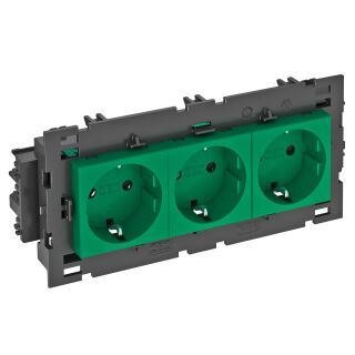 Steckdose 0°, 3-fach Schutzkontakt, Connect 80 250V, 10/16A, PC, minzgrün, 6029