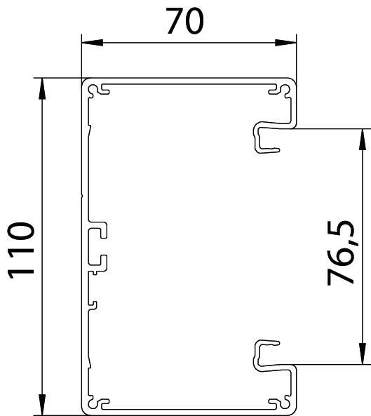 Geräteeinbaukanal symmetrisch 70x110x2000, Alu, reinweiß, 9010