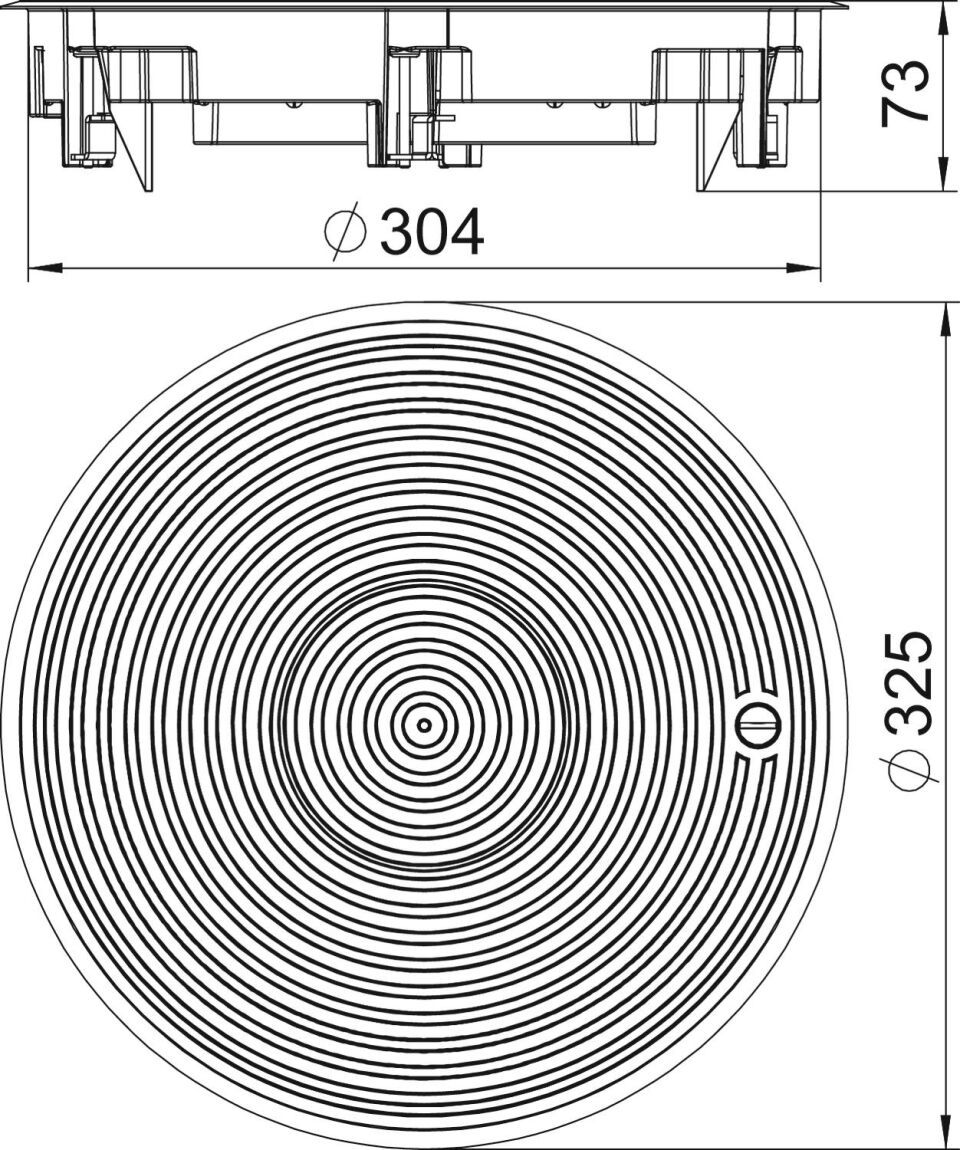 Geräteeinsatz für Nasspflege mit Strukturdeckel Ø325x74, AlG, graphitschwarz, 9011