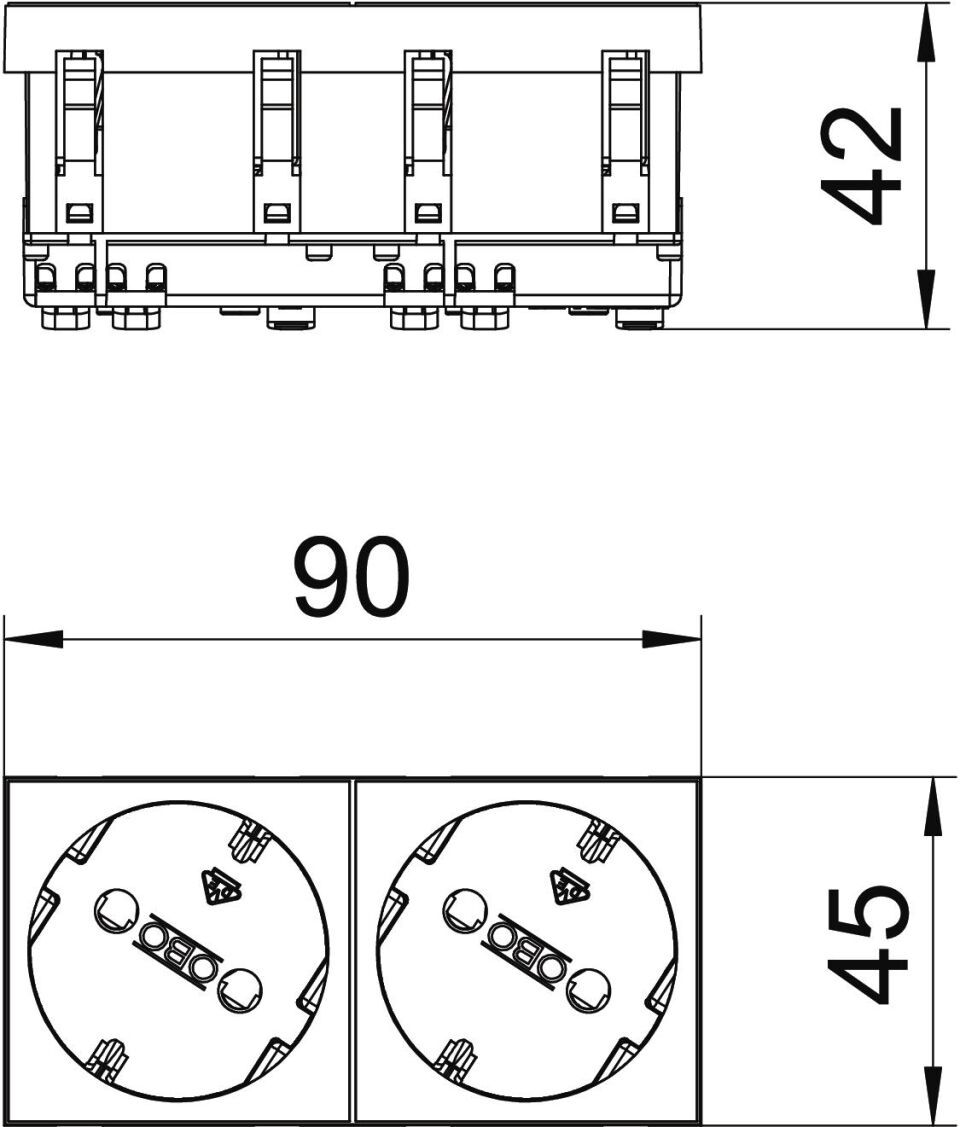 Modul 45 Steckdose 33°, 2-fach