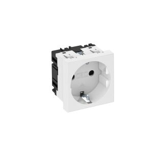 Steckdose 0°, 1-fach Schutzkontakt 250V, 10/16A, PC, reinweiß, 9010