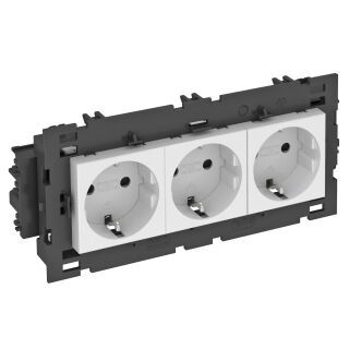 Steckdose 0°, 3-fach Schutzkontakt, Connect 80 250V, 10/16A, PC, reinweiß, 9010