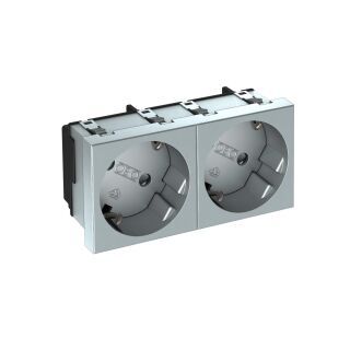 Steckdose 33°, 2-fach Schutzkontakt 250V, 10/16A, PC, alu lackiert
