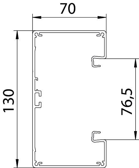 Geräteeinbaukanal symmetrisch 70x130x2000, Alu, EL