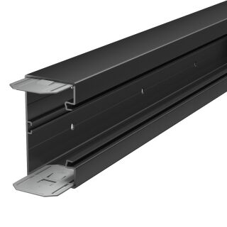 Geräteeinbaukanal mit Bodenlochung 2000x130x70 Polyvinylchlorid tiefschwarz RAL 9005