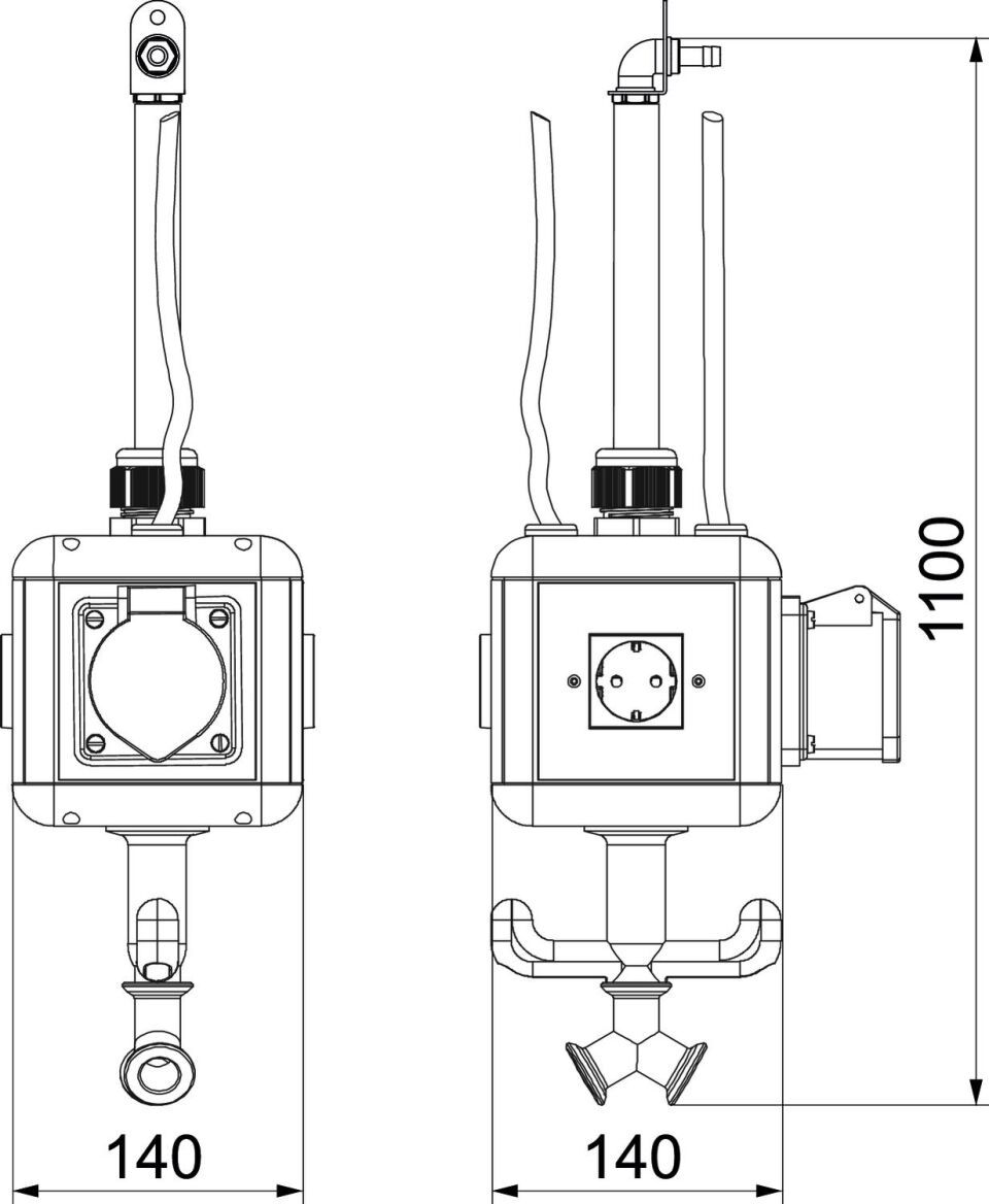 HoverCube IP20, Luft, Griff, bestückt 140x140x1100 Polyamid graphitschwarz RAL 9011