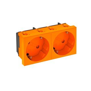 Steckdose 33°, 2-fach Schutzkontakt 250V, 10/16A, PC, reinorange, 2004