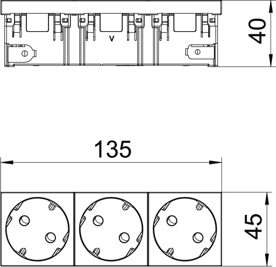 Modul 45 Connect Steckdose 33°, 3-fach