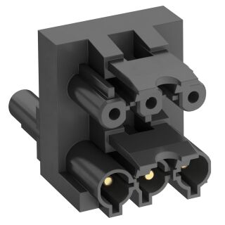 Verteilerblock 3-polig 1 Eingang / 2 Ausgänge, PA, schwarz