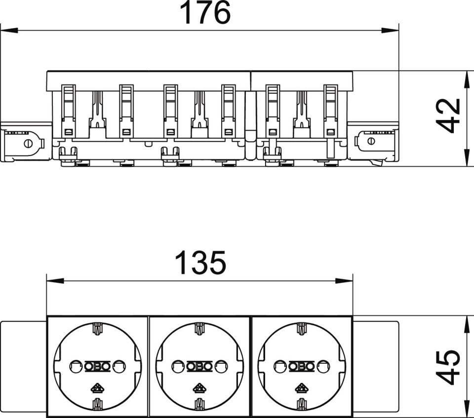 Modul 45 Connect Steckdose 0°, 3-fach