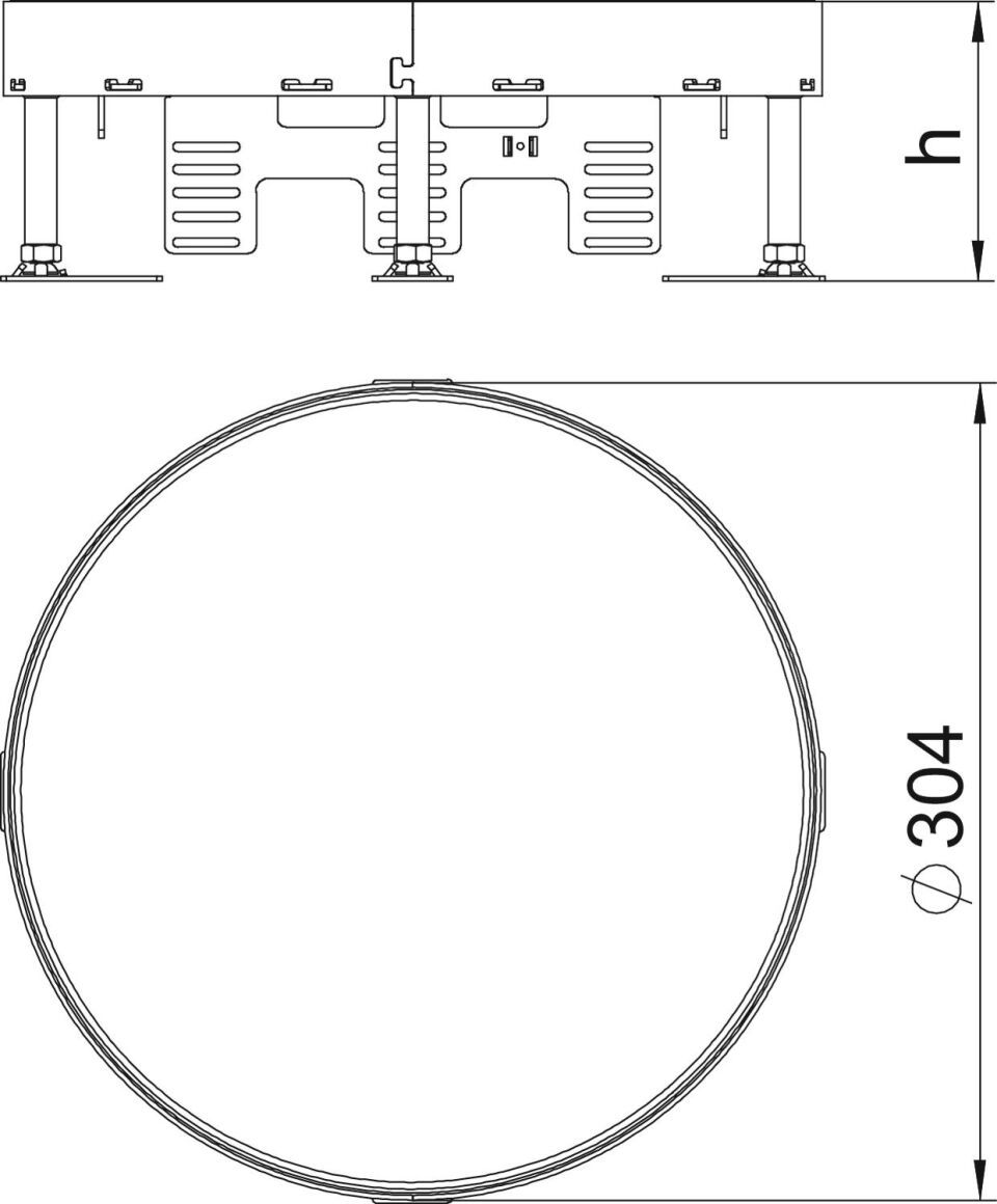 Schwerlastkassette blind 20 kN Ø305mm, A2, 1.4301