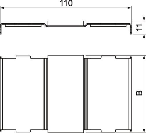 Deckelunterstützung für 100 mm Kanalbreite 65x110x9, St, FS