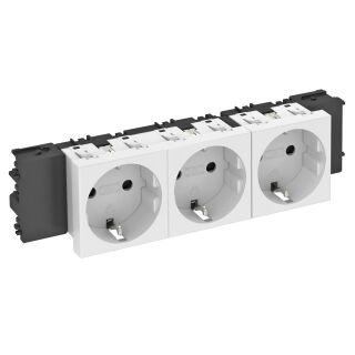Steckdose 0°, 3-fach Schutzkontakt, Connect 45 250V, 10/16A, PC, reinweiß, 9010