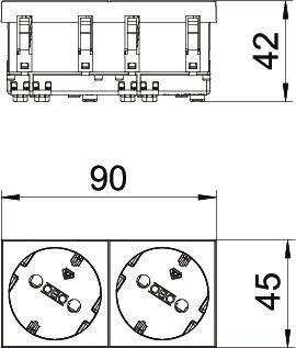 Modul 45 Steckdose 33°, 2-fach