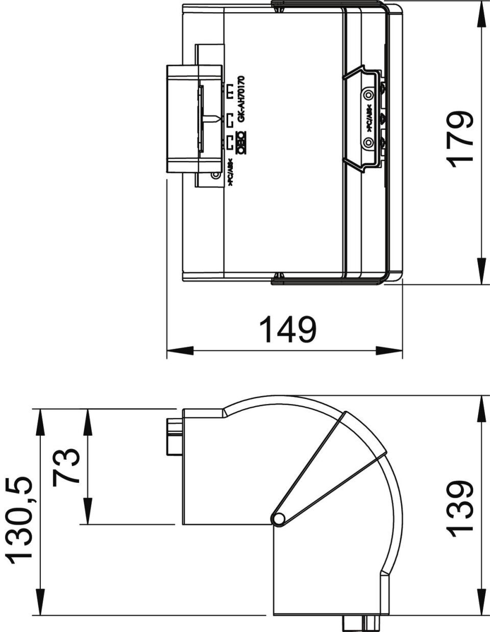 Außeneck variabel 70x170mm, PC/ABS, cremeweiß, 9001 Außeneck variabel 70x170mm, PC/ABS, cremeweiß, 9001