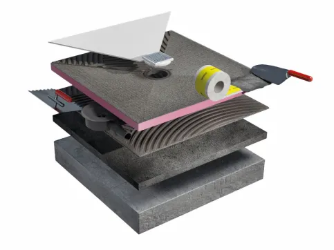 Austrotherm Shower Boards garantieren 100-prozentige Wasserdichtigkeit. Diese wird durch die Kombination von wasserfestem Austrotherm XPS (extrudiertes Polystyrol), einer speziell veredelten PU-Harzbeschichtung und der Verlegung mit System-Produkten von Murexin erreicht.
