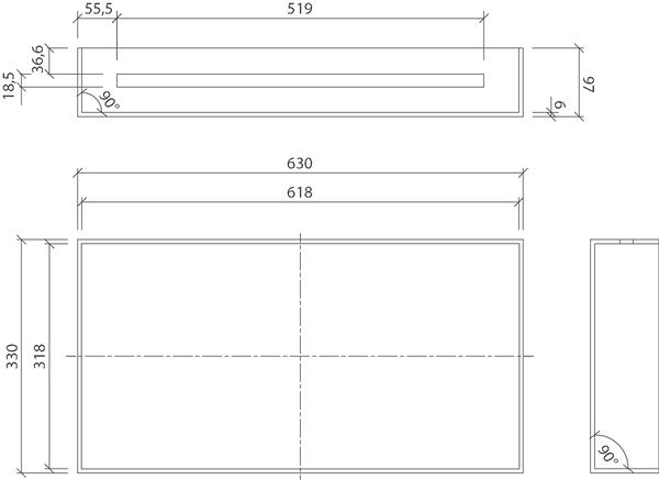 wedi Sanwell Top LED 30/60 Pure Weiß 630x330x97mm