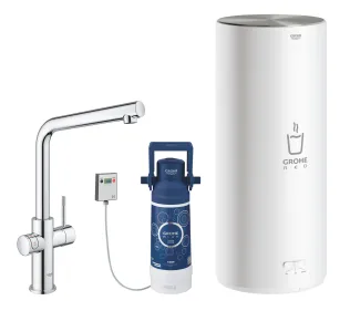 GROHE Red Duo Armatur mit L-Auslauf, Boiler L-Size für 5,5 Liter kochend heißes Wasser, GROHE Red S-Size Filter