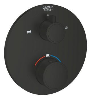 GROHE THM-Wannenbatterie Grohtherm 102210 2 Abgänge FMS für 35604 rund matt black