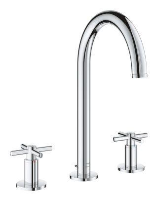 GROHE 3-Loch-WT-Batterie Atrio 20643 Rohrauslauf Kreuz-Griff chrom