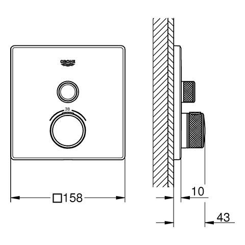 Grohtherm SmartControl Thermostat eckig FMS