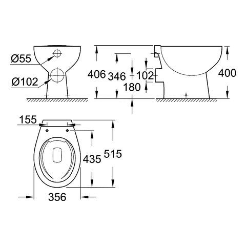 GROHE Bau Keramik Stand-Tiefspül-WC