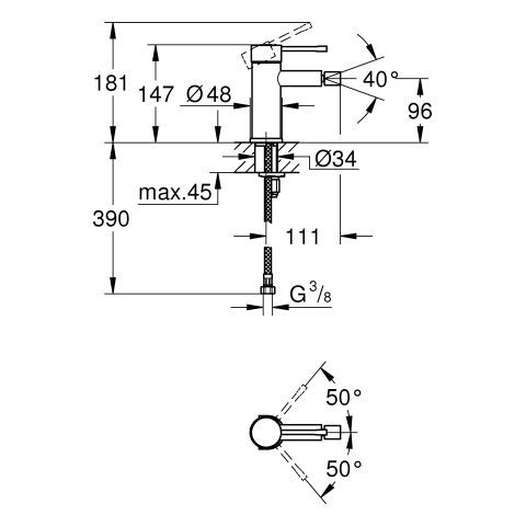 GROHE EH-Bidetbatterie Essence 24395_1 glatter Körper phantom black