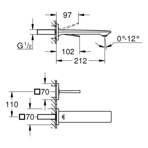 GROHE Allure 2-Loch-WT-Wandbatterie FMS
