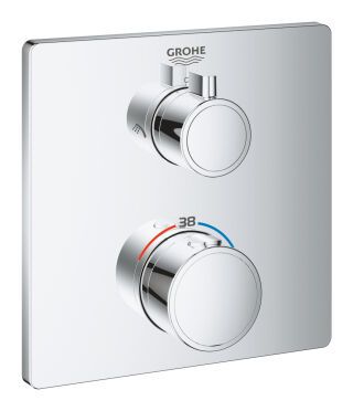 GROHE THM-Brausebatterie Grohtherm 24079 2 Abg. FMS für Rap. SmartBox eckig chrom