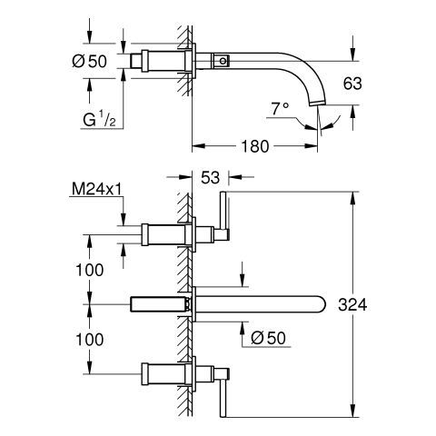 GROHE Atrio 3-Loch-WT-Batterie FMS