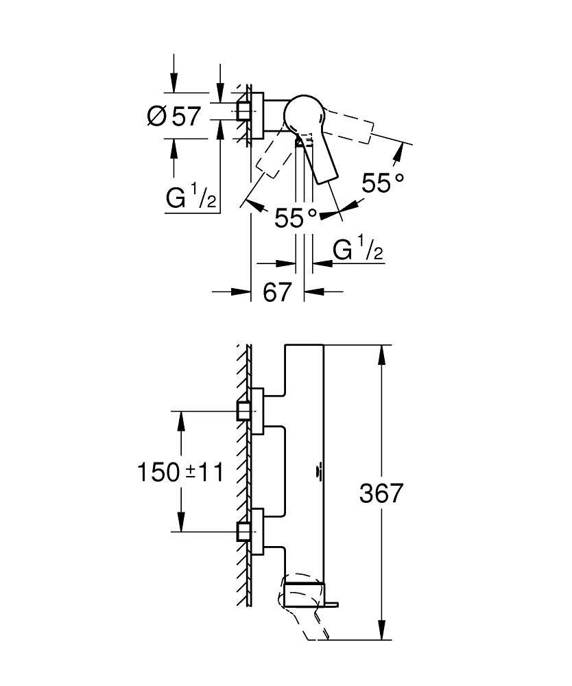 GROHE Allure EH-Brausebatterie Wandmontage