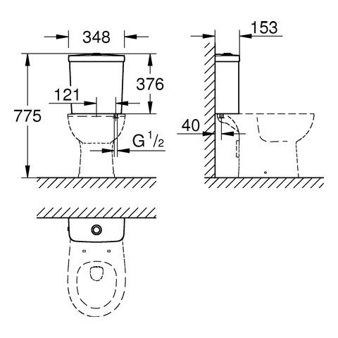 GROHE Bau Keramik Aufputzspülkasten