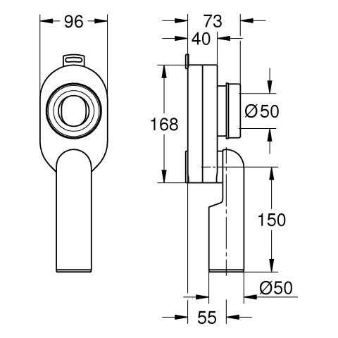 GROHE Urinal-Absaugeformstück 39733 vertikaler Abgang