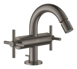GROHE 2-Griff-Bidetbatterie Atrio 24353 Kreuz-Griff hard graphite gebürstet