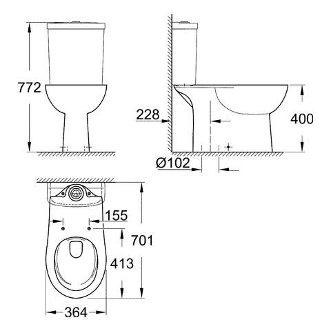 GROHE Bau Keramik Stand-WC-Kombination