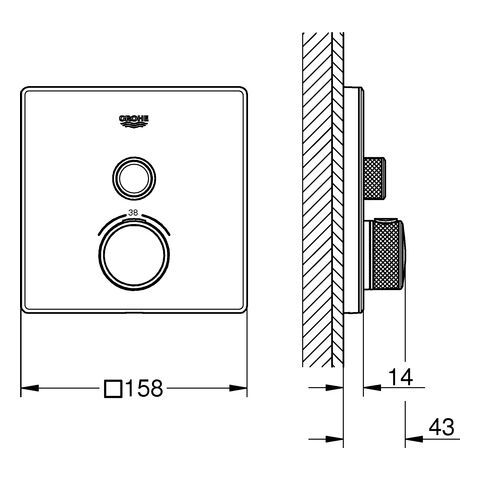Grohtherm SmartControl Thermostat eckig FMS