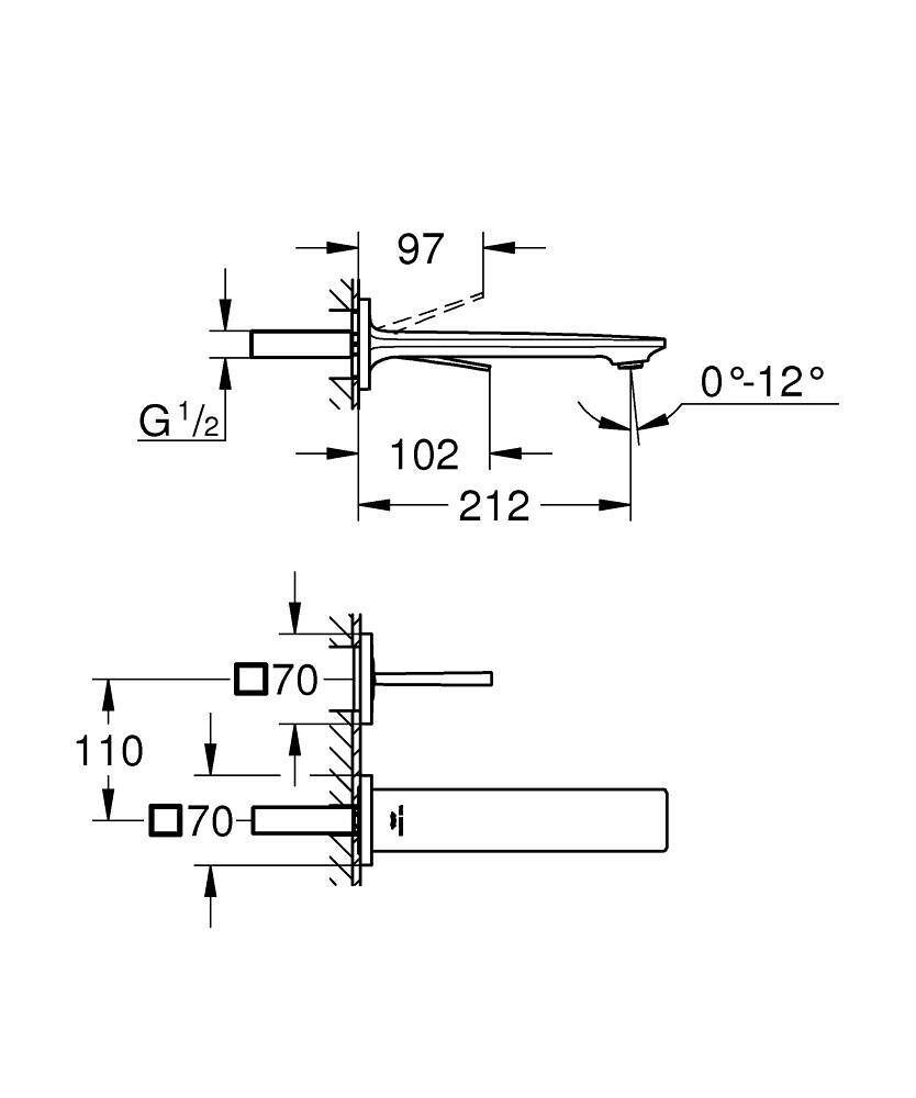 GROHE Allure 2-Loch-WT-Wandbatterie FMS