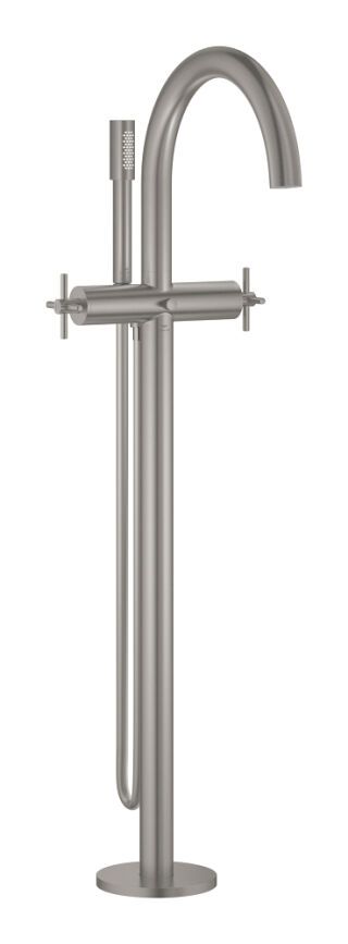 GROHE 2-Griff-Wannenbatt. Atrio 25272 FMS Bodenmontage Kreuz-Griff supersteel