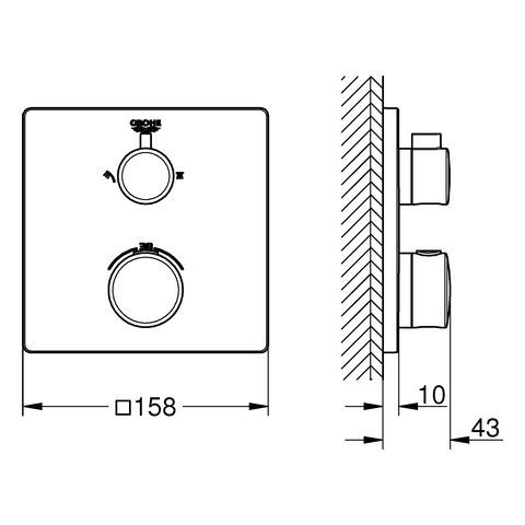 Grohtherm THM-Brausebatterie FMS eckig