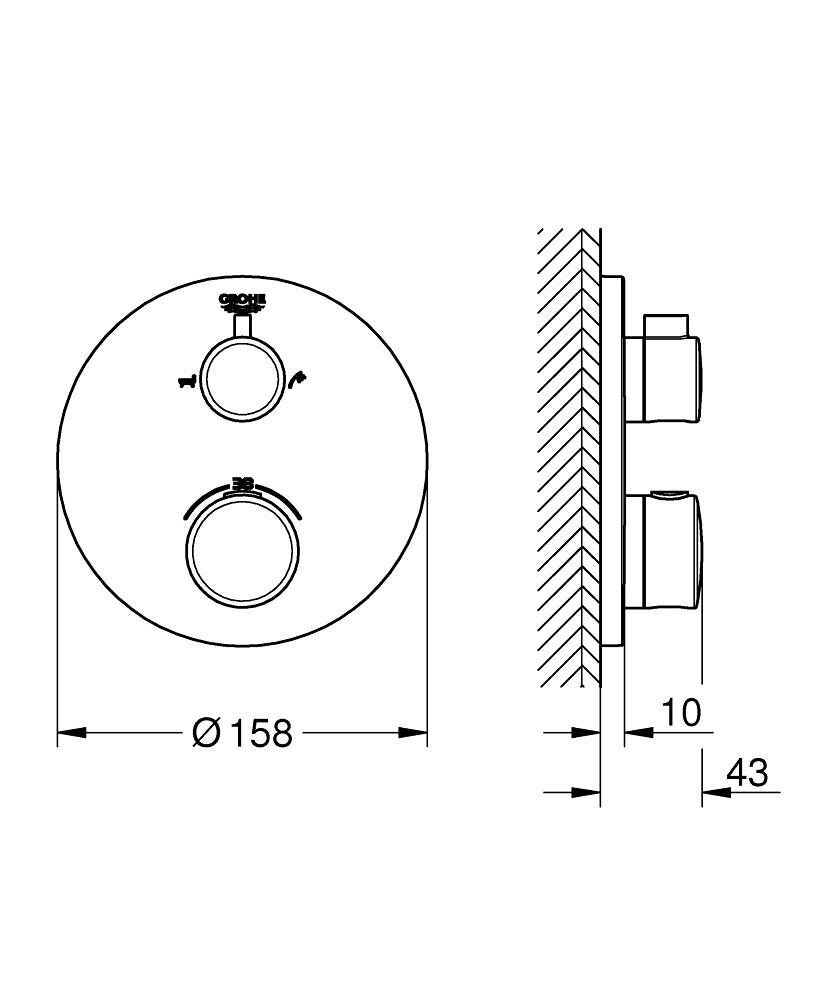 Grohtherm Thermostat-Wannenbatterie FMS rund Grohtherm Thermostat-Wannenbatterie FMS rund