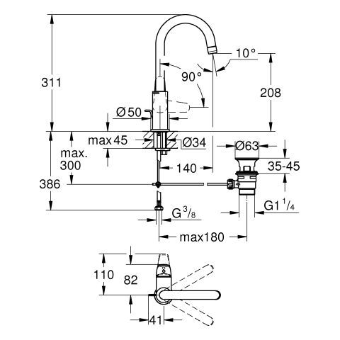 GROHE Euroeco WT-Batterie
