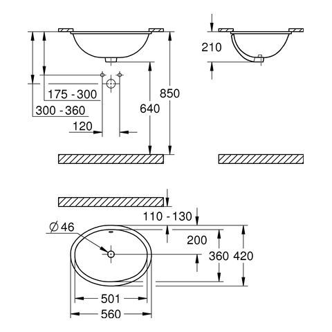 GROHE Universal Einbauwaschtisch