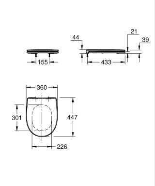 GROHE WC-Sitz Bau Keramik 112946 Soft Close flach mit Deckel alpinweiß