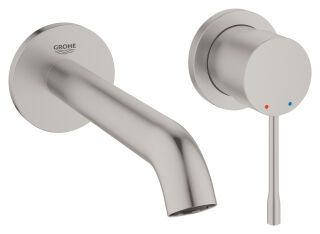 GROHE 2-Loch-WT-Wandbatterie Essence 29192_1 FMS Ausladung 183mm supersteel
