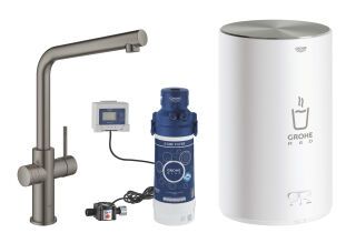 GROHE Armatur und Boiler GROHE Red Duo 30327_1 M-Size L-Ausl. hard graphite gb.