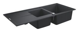 GROHE Kompositspüle K400 31643 2 Becken 1160x500mm mit ATF re/li granit schwarz