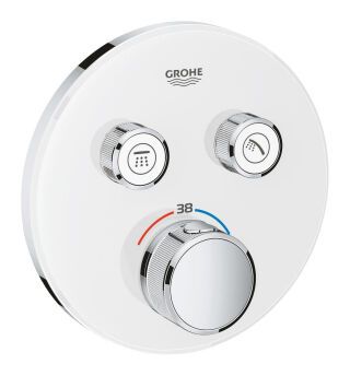 GROHE Thermostat Grohtherm SmartControl 29151 rund FMS 2 Absperrventile moon white