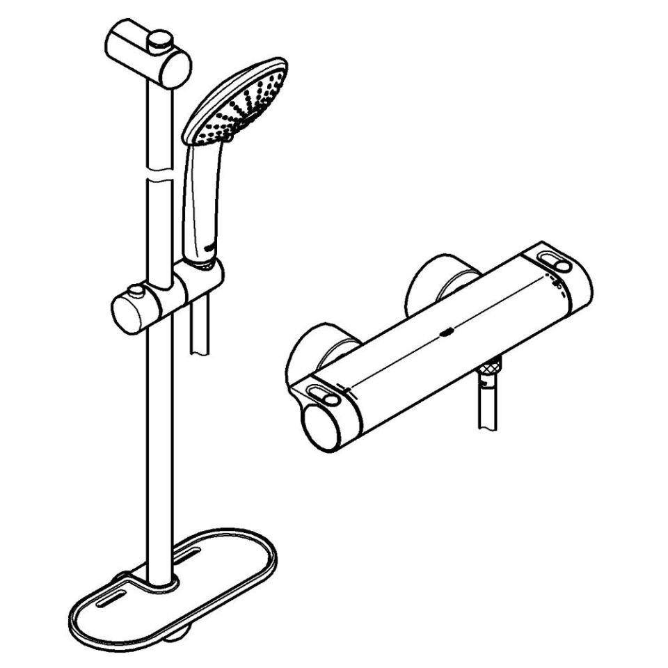 Grohtherm 2000 Thermostat-Brausebatterie Wandmontage Grohtherm 2000 Thermostat-Brausebatterie Wandmontage
