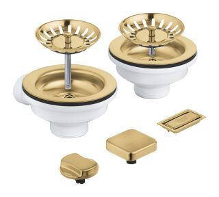 GROHE Spülen-Ablaufgrt. 40998 2 Becken mit Exzenter cool sunrise gebürstet